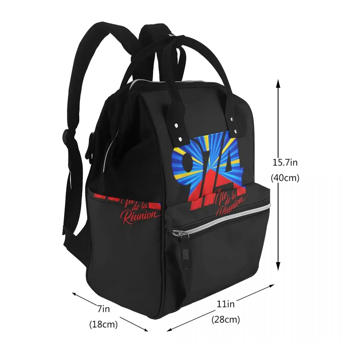 974 Reunion Island Flag Student Backpack School Bag Hiking Travel Daypack for Men Women Bookbag Shoulder Bags