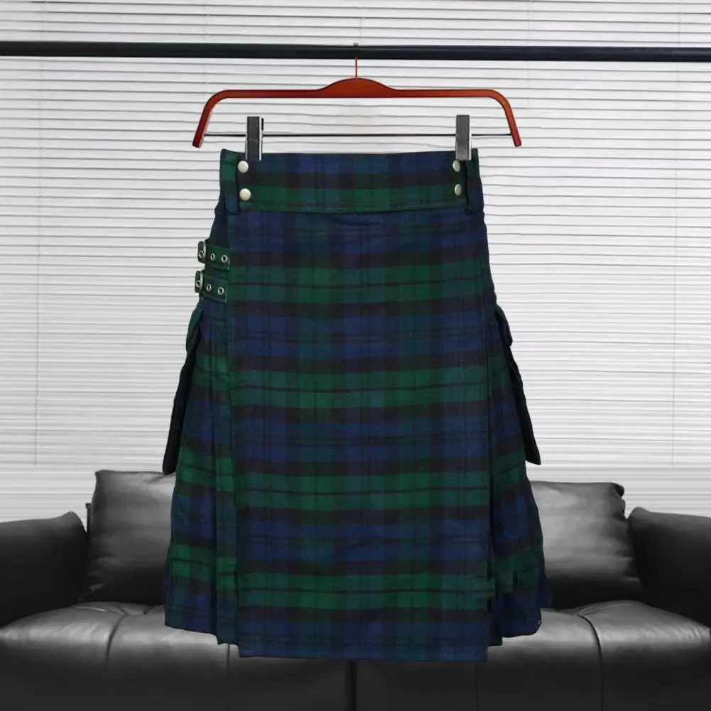 

Men's Short Skirt Traditional Highland Tartan Practical Kilt Mens Skirt Vintage Kilt Scotland Gothic Punk Fashion Kendo Pocket
