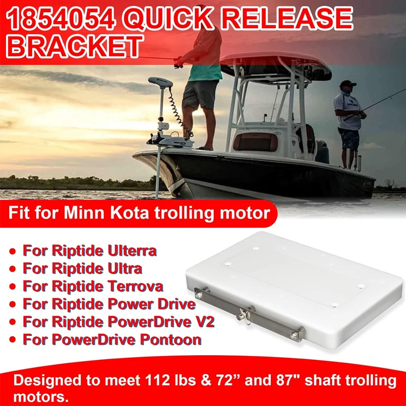 Composite Quick Release Bracket Mounted Plate 1854054 & RTA-54 for Riptide Electric Steer Trolling Motor Terrova, Ulterra, Etc