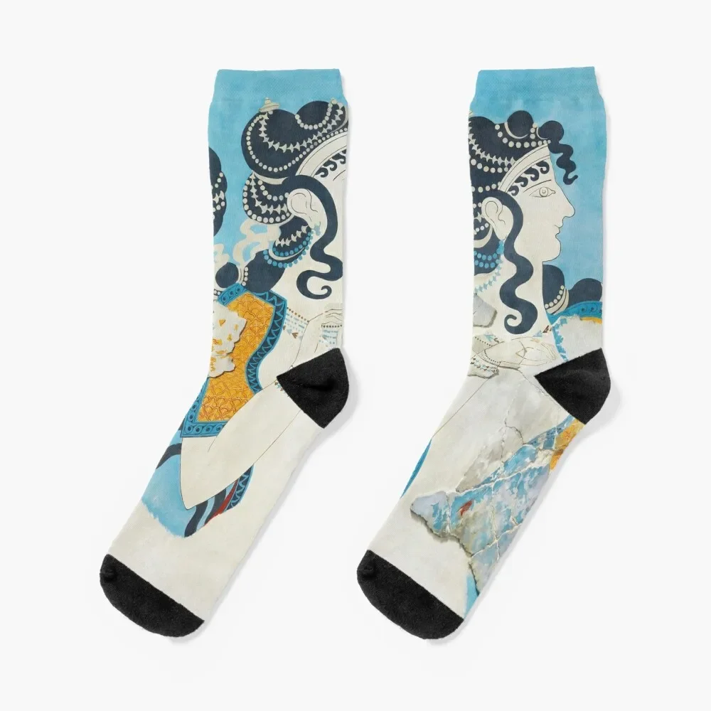 

Minoan Fresco Ladies in Blue Knossos Socks Stockings Soccer Socks Men Women's