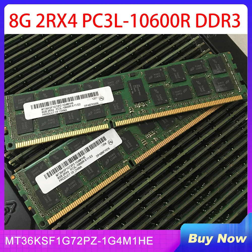 

1 шт. Оперативная память 8G для MT 2RX4 PC3L-10600R DDR3 1333 ECC REG RDIMM серверная память MT36KSF1G72PZ-1G4M1HE