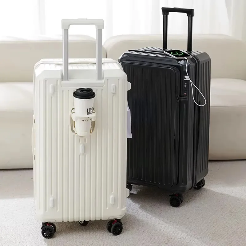 Bunnyfly Expandable Front Opening Luggage Set 2 Pieces Large Capacity 20/24/28 Inch Business Travel Trolley Case with Storage