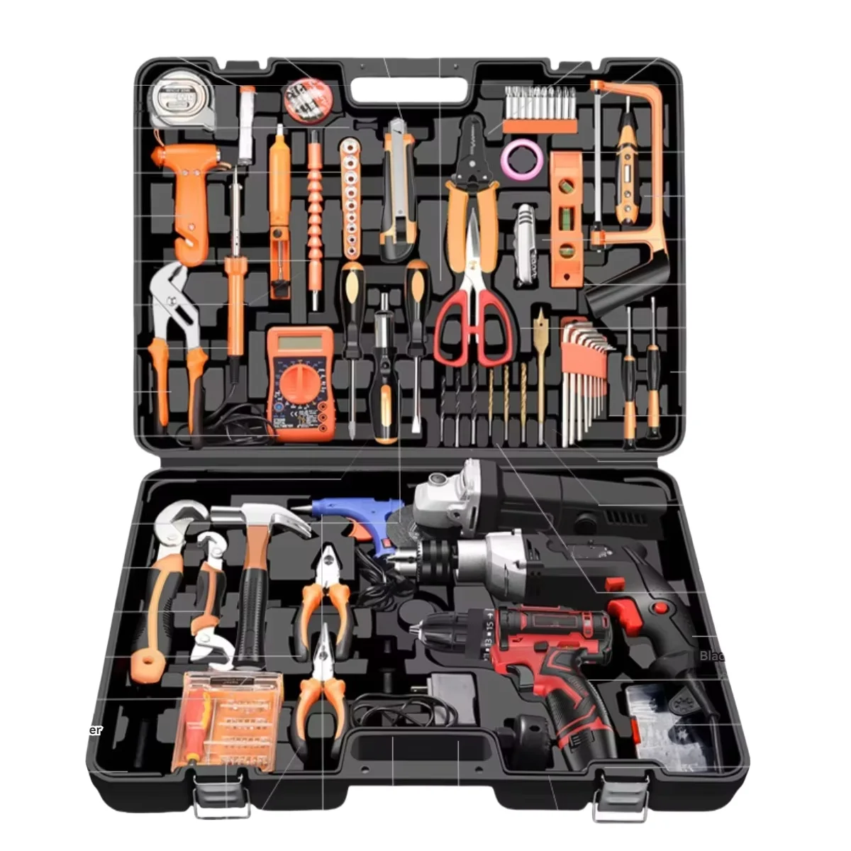 

Professional Multifunctional Household Toolbox for Electricians Ratchet Drill Hand Tools Steel Plastic Hard Case Home Use