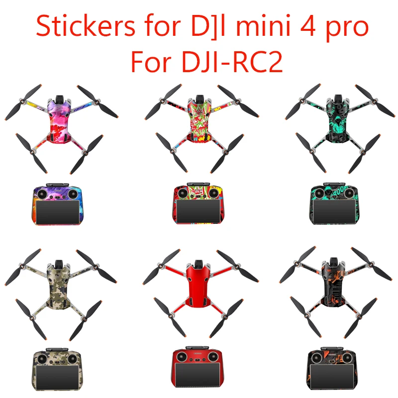 

Colorful Sticker For DJI Mini 4 Pro Decal RC 2 Remote Protector Cover Anti-Scratch Waterproof Drone decorative Accessory