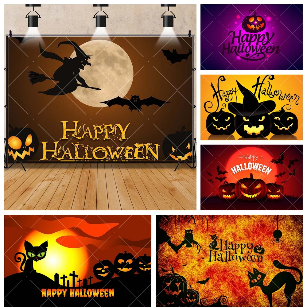 Halloween Scary Pumpkin Castle Horror Night Family Party Banner Backdrop Custom Childs Room Photo Poster Decor Studio Background