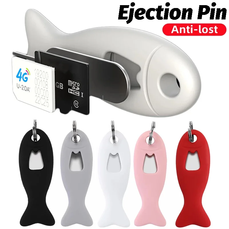 Loss-proof SIM Card Ejection Pin Eject Tray Open Needle Universal Mobile Phone SIMCard Storage Case Ejecter Tool Keyring Pendent