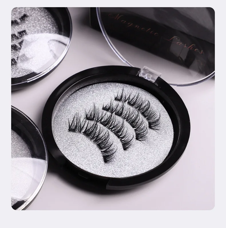 

High-grade Fiber Hair Four Magnetic Lashes Handmade Natural Long Magnets Fake Eyelashes 24P 52HB 6pair /lot drop shipping ML004