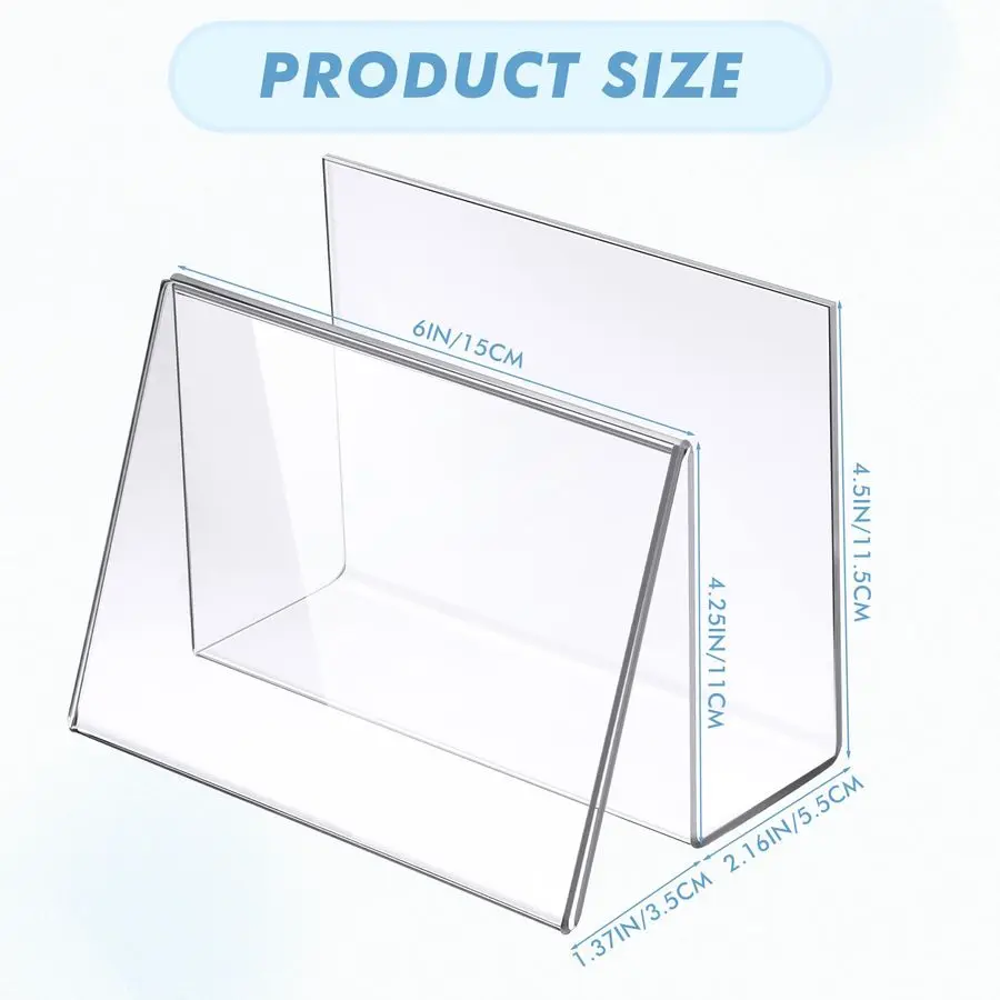 20 Pcs Clear Acrylic Postcard Holder Business Card Holder Greeting Card Display Clear Business Card Stand Rack for Index Card Or