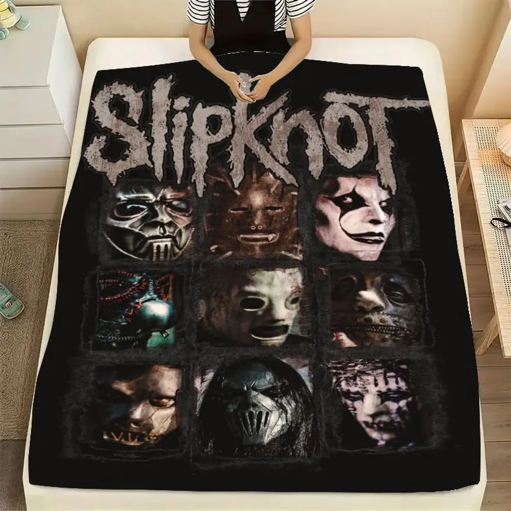 Slipknot Distinctive Masks Fleece Blanket - Dark Heavy Metal Aesthetic Throw Blanket Featuring Iconic Band Member Masks - Perfec