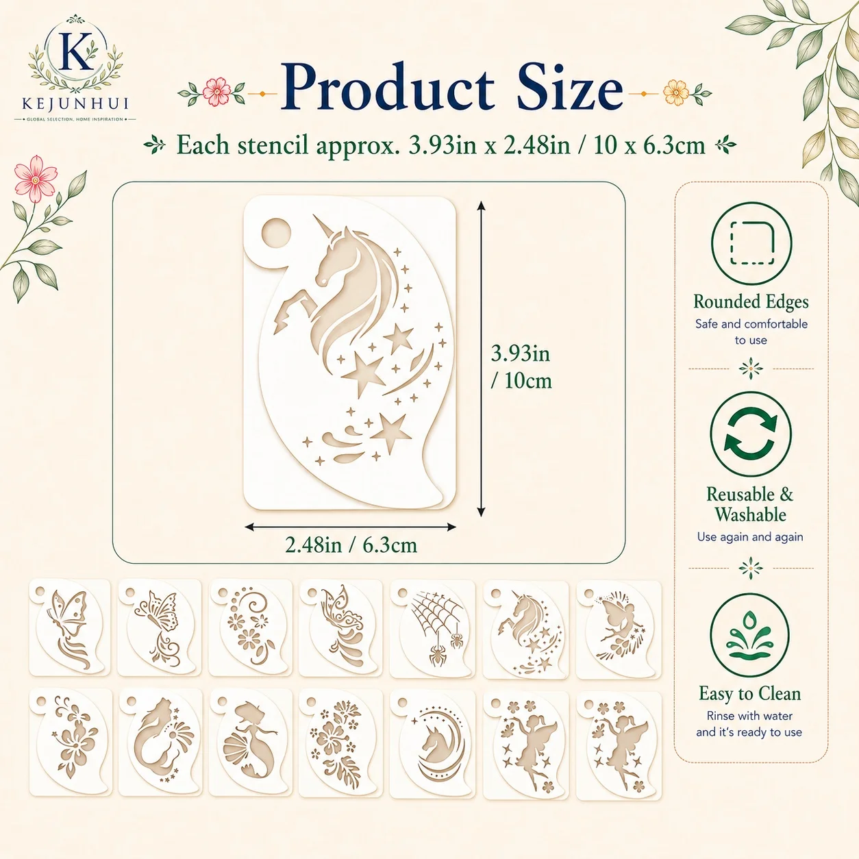 16 Reusable Facial Painting Templates for Stage Makeup,Ideal Costume Events,Role-Playing,Celebrations Like Halloween,Christmas