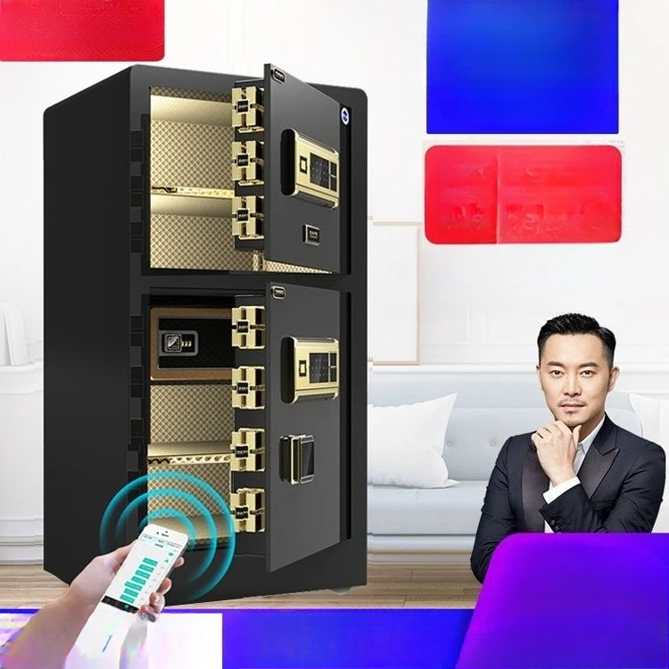 Safe  Anti-theft Box Small Fingerprint Password Double Door Safe Office Bedside 45cm Safe Deposit Box