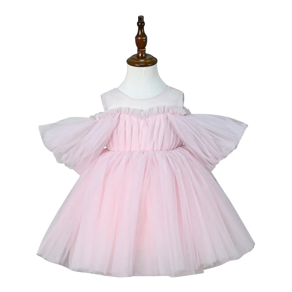 Baby Girl First Birthday Dress Pink One Shoulder Tulle Tutu Princess Party Dress Toddler Outfit for 1 Year Old Girls90-140cm
