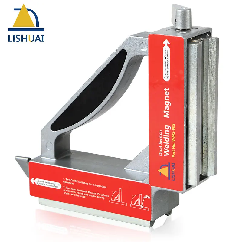 

Lishuai Dual Switch Strong Welding Magnet 90 Degree Magnetic Holder for Round and Flat Metal Fixture WM2-90S