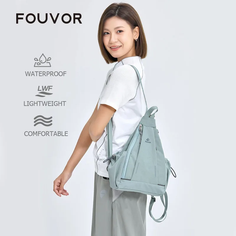 Fouvor Women Multi-purpose Chest Bag Lightweight Casual Travel Outdoor Student Backpack Wearable Shoulder Crossbody Bags 3073-02