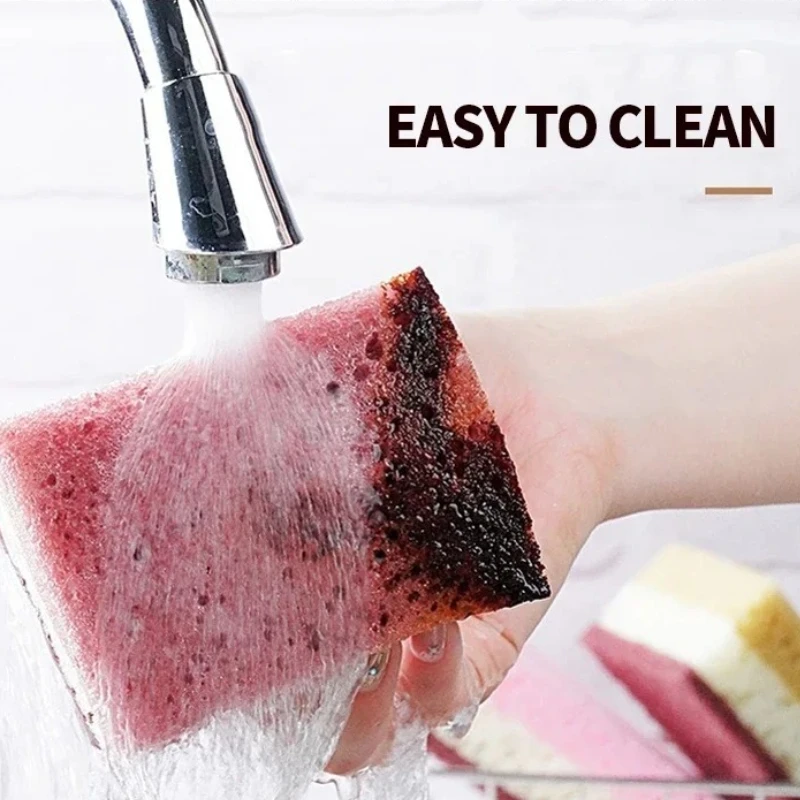 Dishwashing Cleaning Sponge High Density Strong Stain Removal Kitchen Bathroom Dish Washing Cleaning Tool 3-Color Porous Sponge