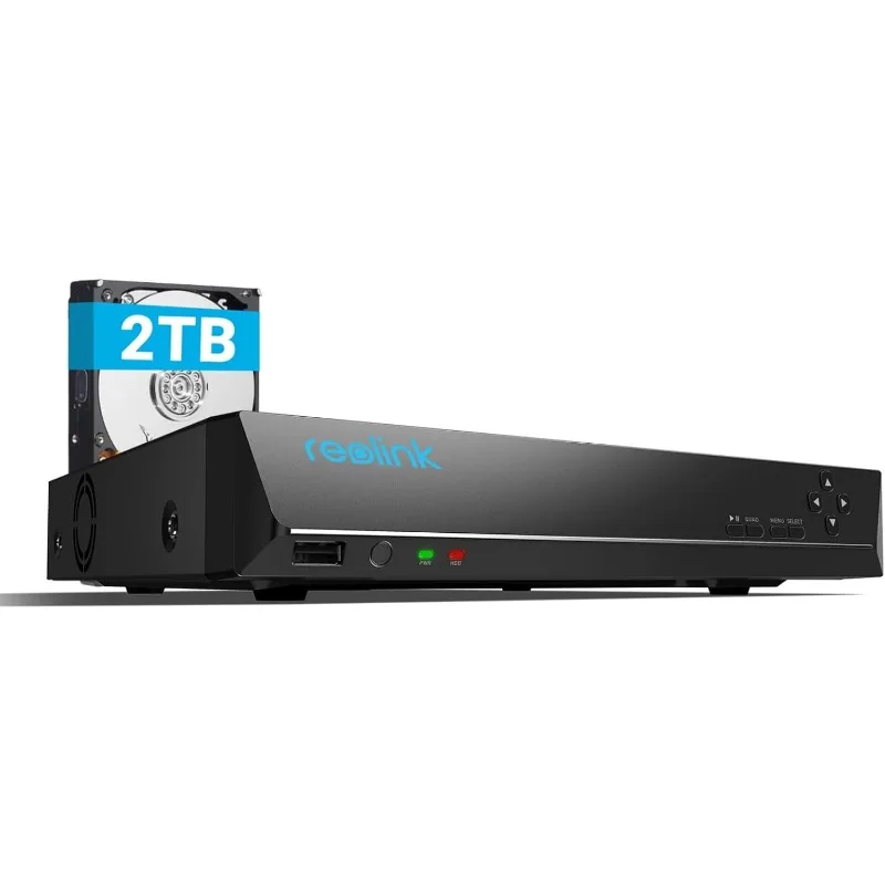 4K 8CH เครื่องบันทึกวิดีโอเครือข่ายสําหรับระบบกล้องรักษาความปลอดภัยภายในบ้านทํางานเพียง 16MP/12MP/4K/5MP/4MP HD Reolink กล้อง IP PoE NVR