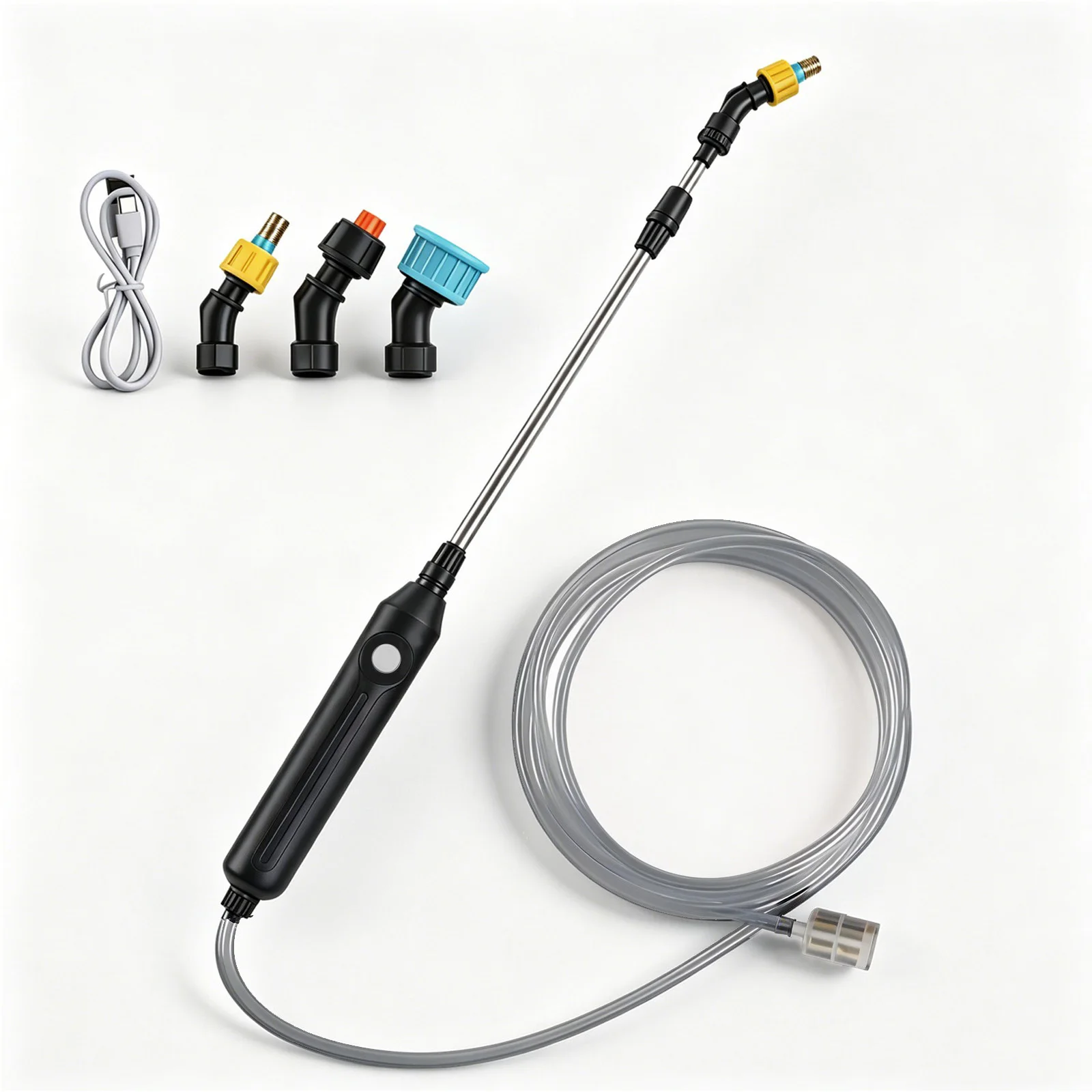 1500 mAh elektrisches Gartensprüher, tragbares USB‑C Gartengerät mit 3 Sprühdüsen, 3M Schlauch für Pflanzenbewässerung Autowäsche – Detail 1