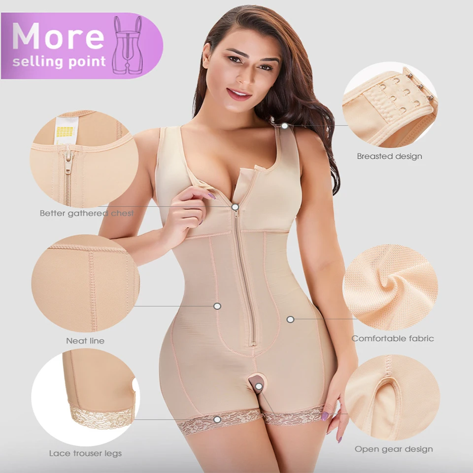 Becirzet Shaperwear Bodysuit Damen Körperformer Playsuits Schlankmachende Unterwäsche Übergröße Taillenkontrolle Hüftlift – Detail 2