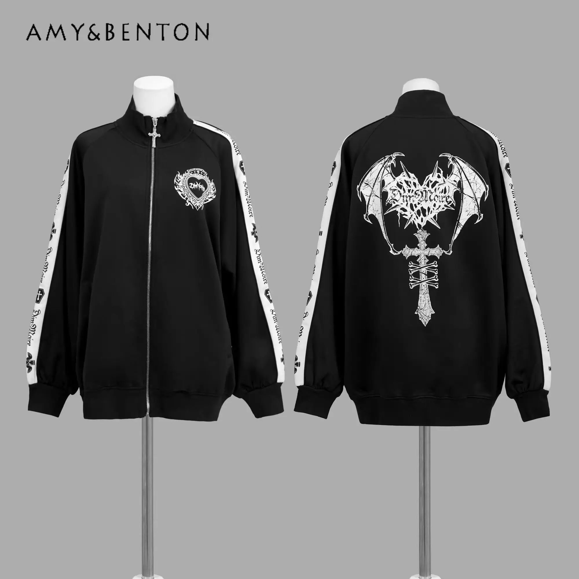 

Spring and Autumn New Women's Punk Style Y2K Subculture Street Rock Hip-Hop Loose Casual Black and White Jacket