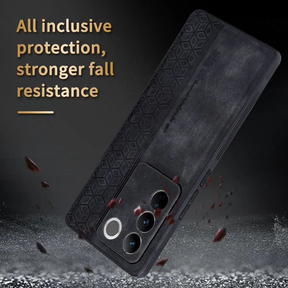 Embossing Case for VIVO V27 Pro V27E Case Leather Skin Retro Shockproof Case for VIVO V25 V27 Pro V29 V29E V27E V25E Slim Cover