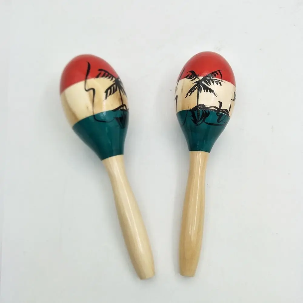 1Pair Wood Wooden Maracas Percussion Instruments Musical Toys Percussion Shakers Coconut Tree Child Shaker Orff Instruments