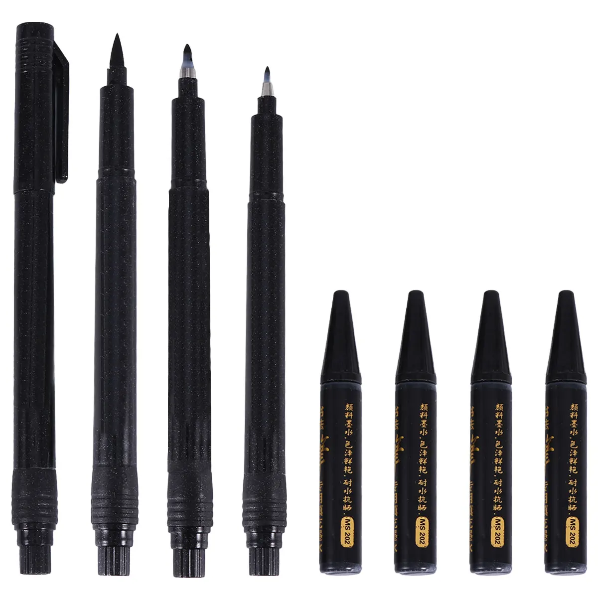 

1Set Calligraphy Brush Pens Set Multiple Sizes Refillable Water-Based Ink Durable Nylon Brush for Chinese Japanese Kanji Art
