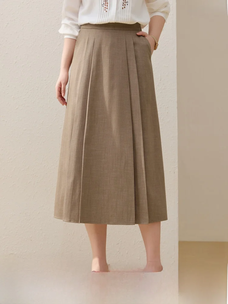 

Simple Commute Slim A-Line Skirt Pleated Half-length plus Size Summer New Arrival Women's Fashion Polyester Cotton Blend