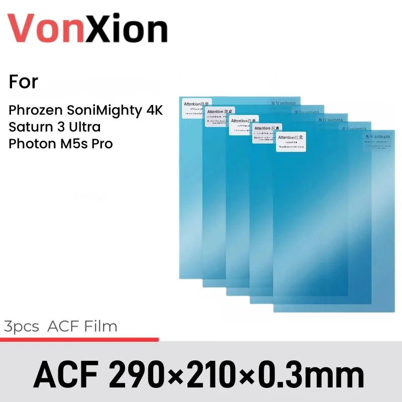 

Vonxion 3 шт. Высокоскоростная разделительная пленка ACF 290x210x0.3мм для аксессуаров Phrozen Sonic Mighty 4K Saturn 3 Ultra Photon M5s Pro