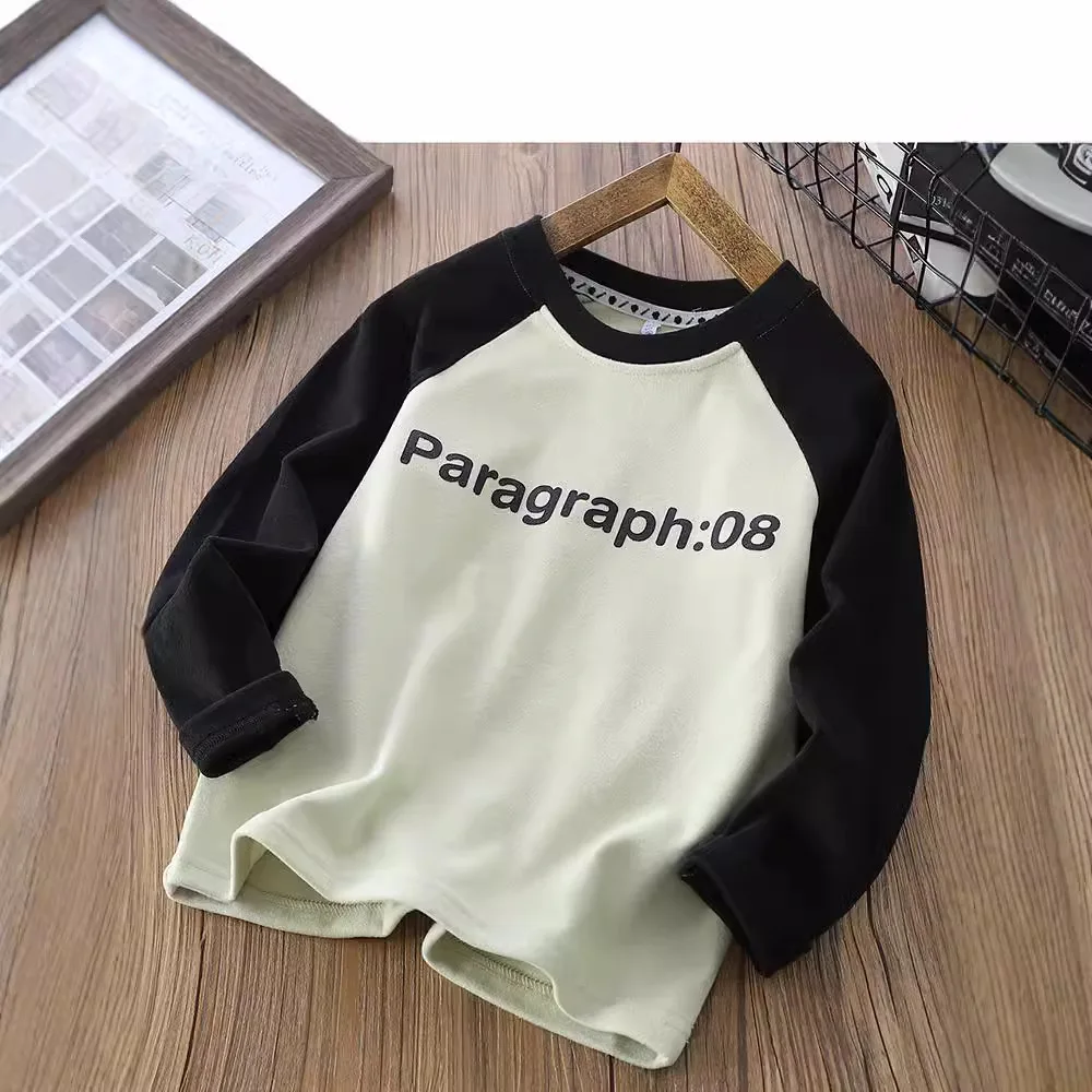 Kids T-shirt for boys clothes 2024 early autumn new long-sleeved bottoming children's tops