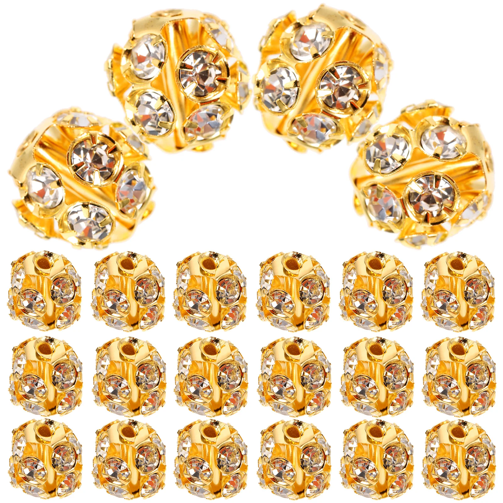 

90 Pcs Bracelet Beads Spacer for Jewellery Making Jewelry Supplies Loose Rhinestone Necklace Gasket Round