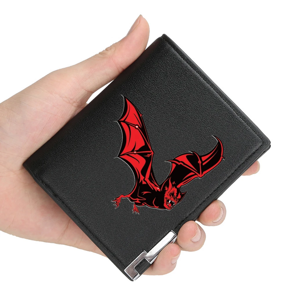 New Arrivals fashion Vampire Bat Printing Pu Leather Wallet Men Women Billfold Credit Card Holders Short Purses