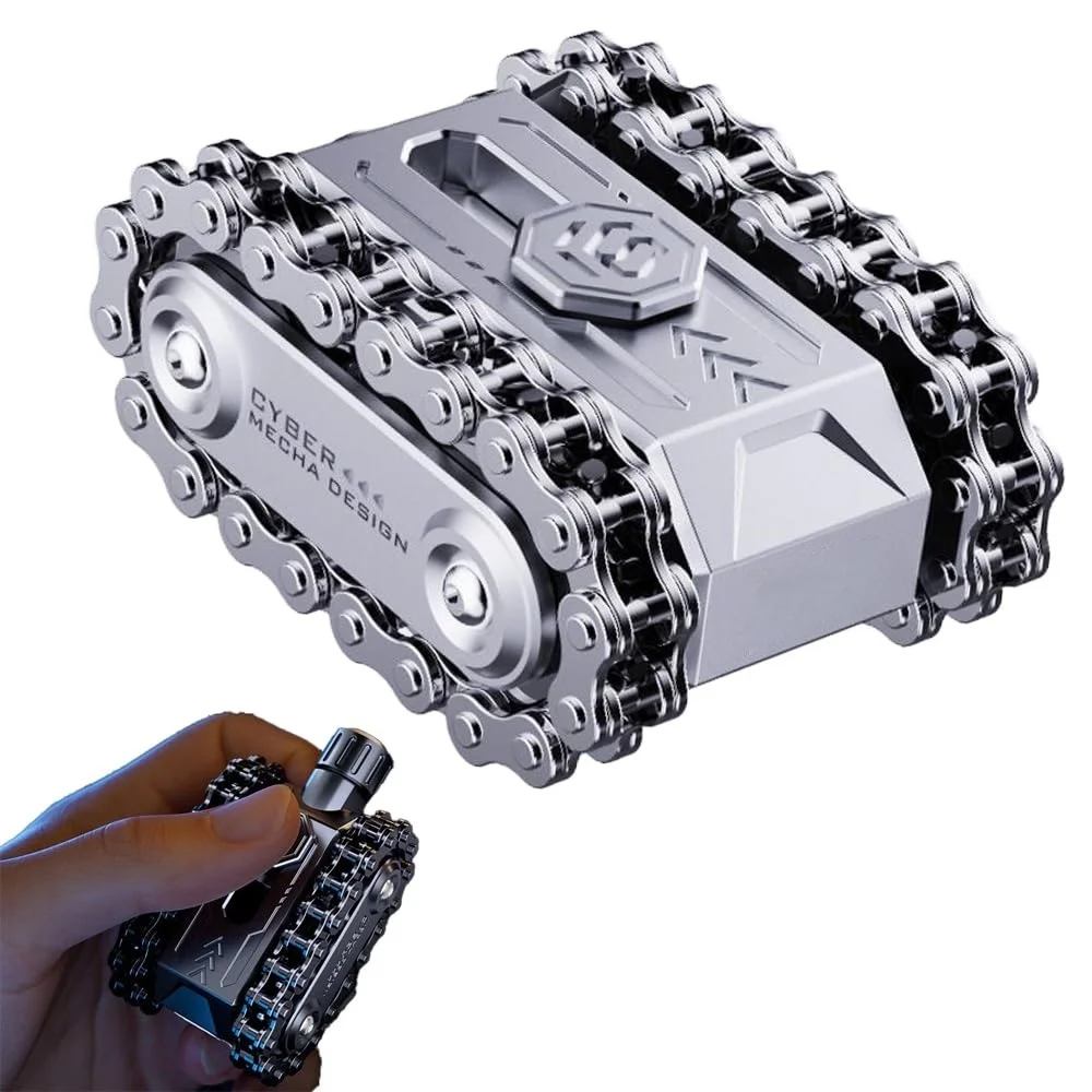 

Tank Roller Magnetic Push Card Chain Drive Ratchet Slider Fidget Spinner Decompression Metal Desktop Ornament Fingertip EDC Toy