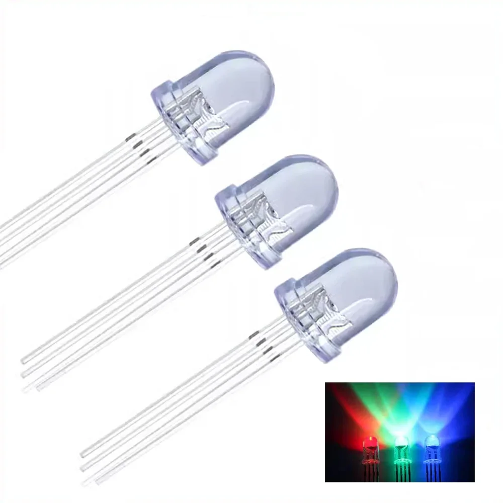 10/50/100pcs Multicolor RGB LED Diodes 5mm/8mm/10mm Common Anode Bright Emitting Diode for Arduino DIY Electronics Circuit