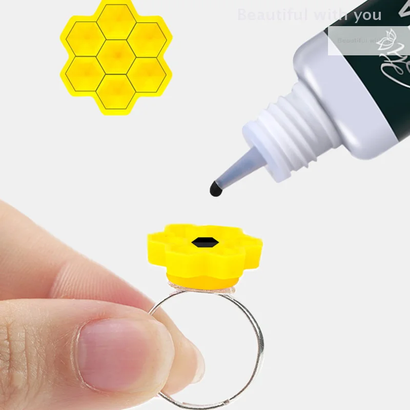 New100PCS كاذبة رمش تمديد تزهر كوب حامل الصمغ العسل على شكل الرموش اكسسوارات جلدة لوازم #4