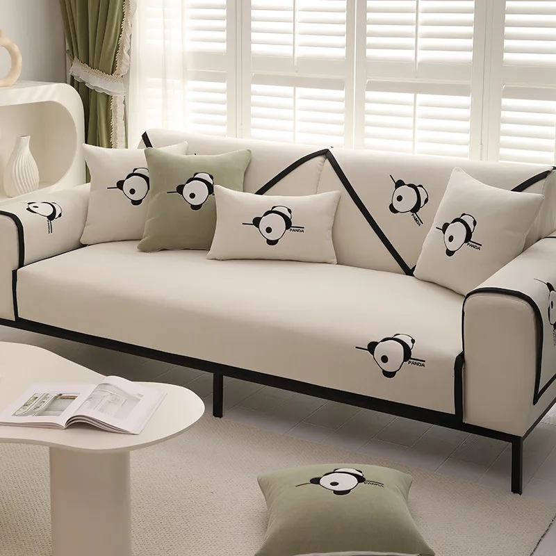 Chenille Embroidered Letter Sofa Cover Four Season Universal Non-slip Couch Cover L-shape Corner Sofa Cover Living Room Cushion