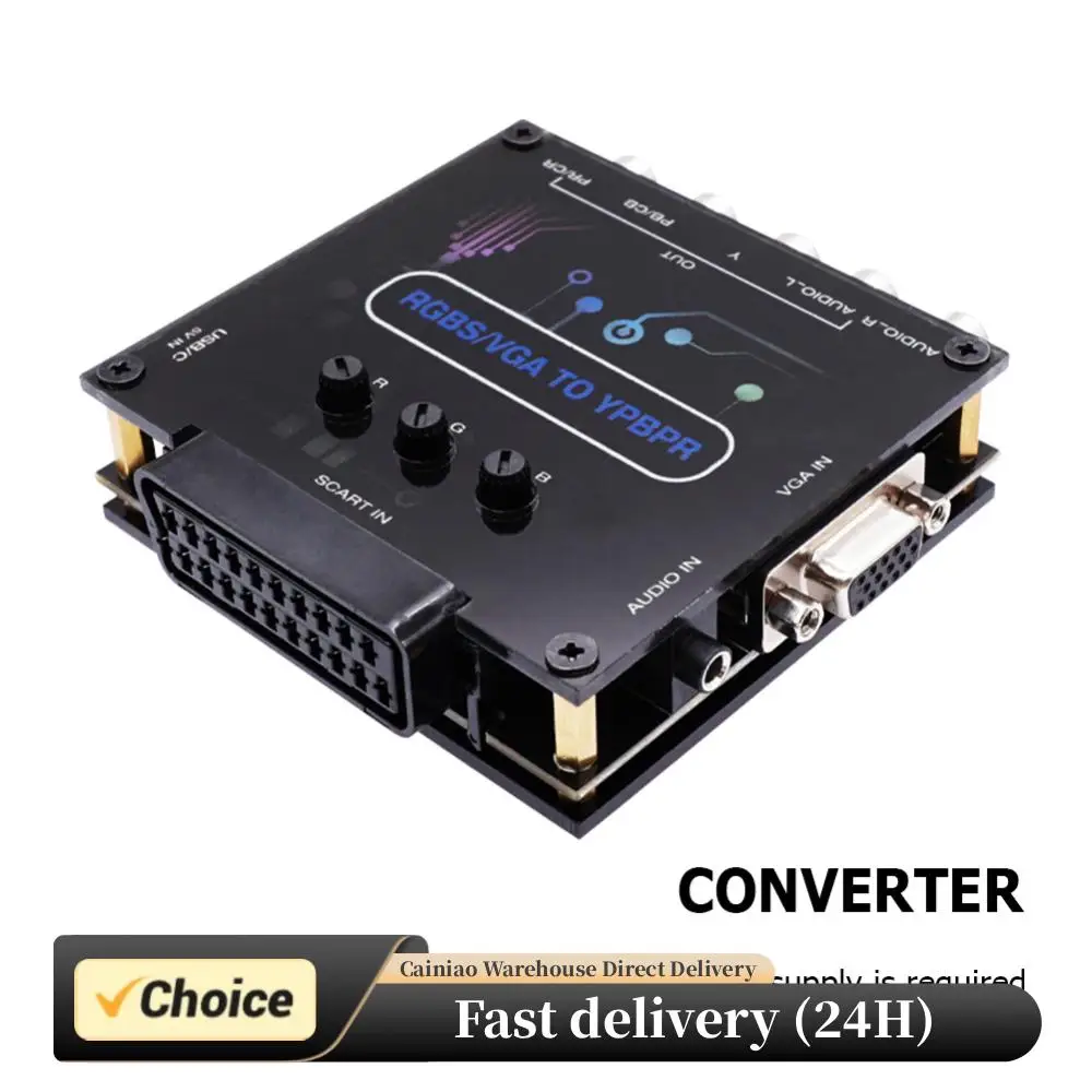 

Конвертер RGBS VGA SCART в YPBPR Регулируемая яркость цвета Видеоадаптер Конвертер компонентов RGBS в разницу цвета