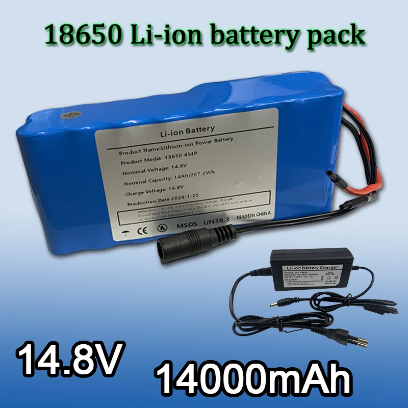 

14.8V 14Ah 18650 Li-iom Battery Pack Night Fishing Lamp Heater Miner's Lamp Amplifier Battery With BMS+16.8V 2A Charger