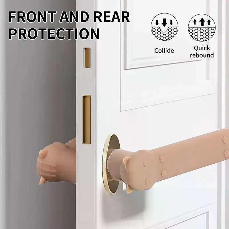 1Pcs Cartoon Cat Anti-collision Door Handle Cover Silicone Door Knob Cover Anti-Slip Safety Doorknob Protector For Home