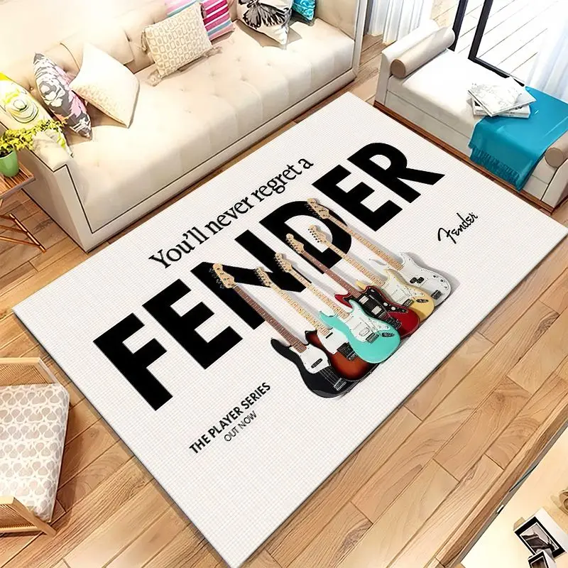 Fender Guitar Theme Rock Music Soft Large Non-Slip Area Rug,Carpet Mat for Living Room,Bedroom,Playroom & Sofa,Home Decor Gift