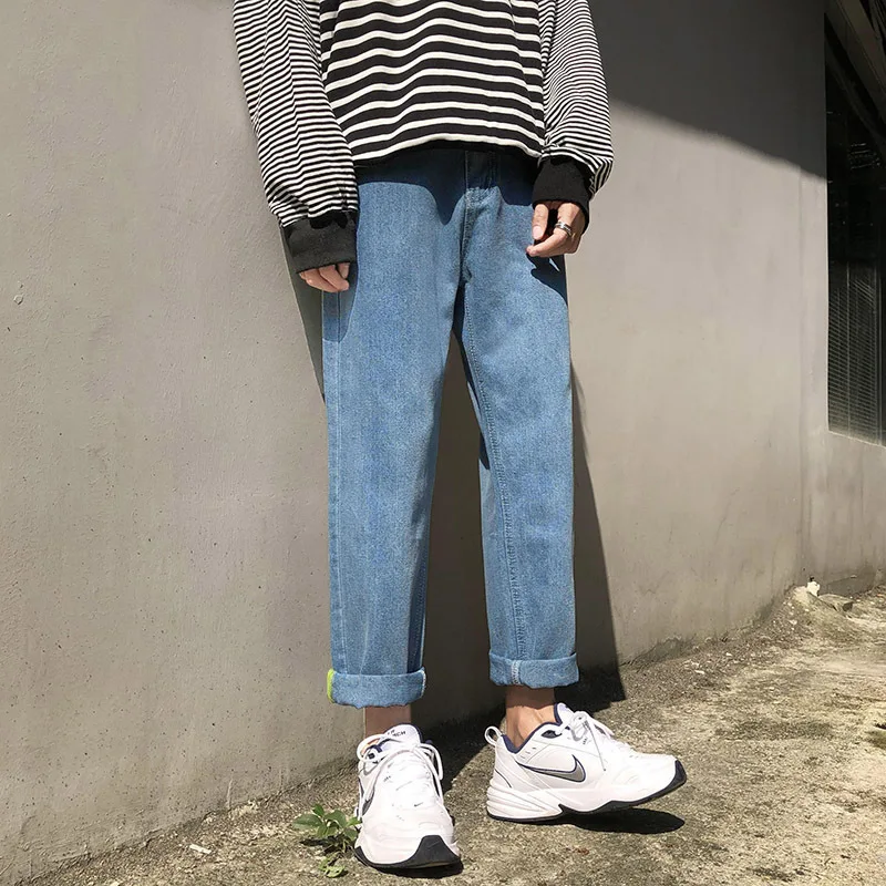 Drawstring Jeans For Men, Straight-leg Loose Summer Thin Korean Style Trendy Versatile Pants