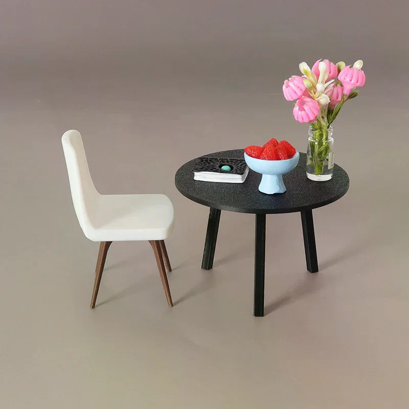 1/12 Dollhouse Simulation Table Chair Set Dollhouse Living Furniture Decoration Accessories Micro Scene Construction Props