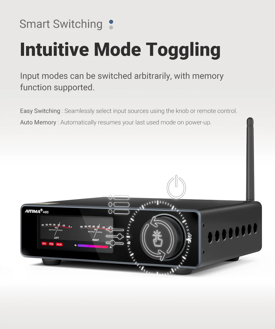 AIYIMA Audio Update A80 TPA3255 Bluetooth DAC Stereo PFFB Leistungsverstärker 300Wx2 Klasse D 2.0 Hi-Res Digitalverstärker mit TRS OPT USB – Detail 8