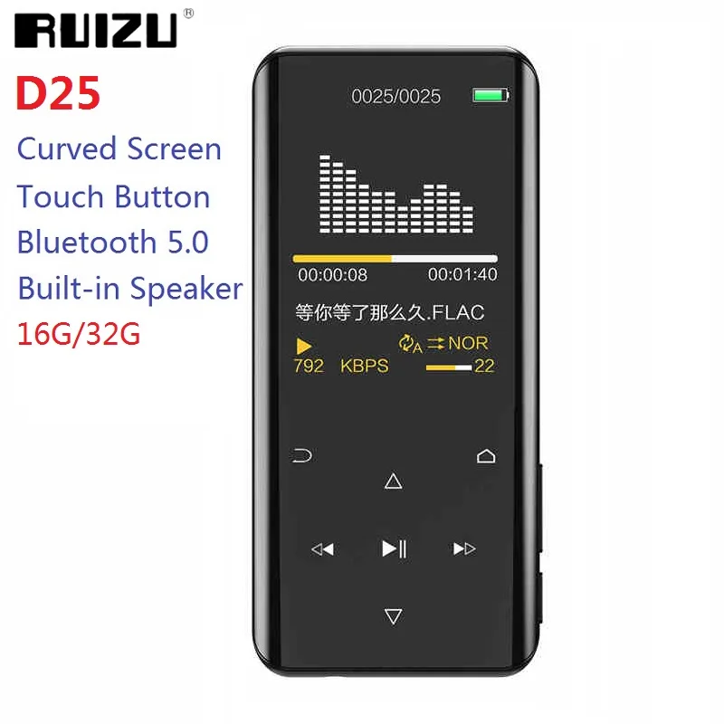 

Mp3-плеер RUIZU D25 с поддержкой Bluetooth 5,0, 16/32 ГБ, 2,4 дюйма