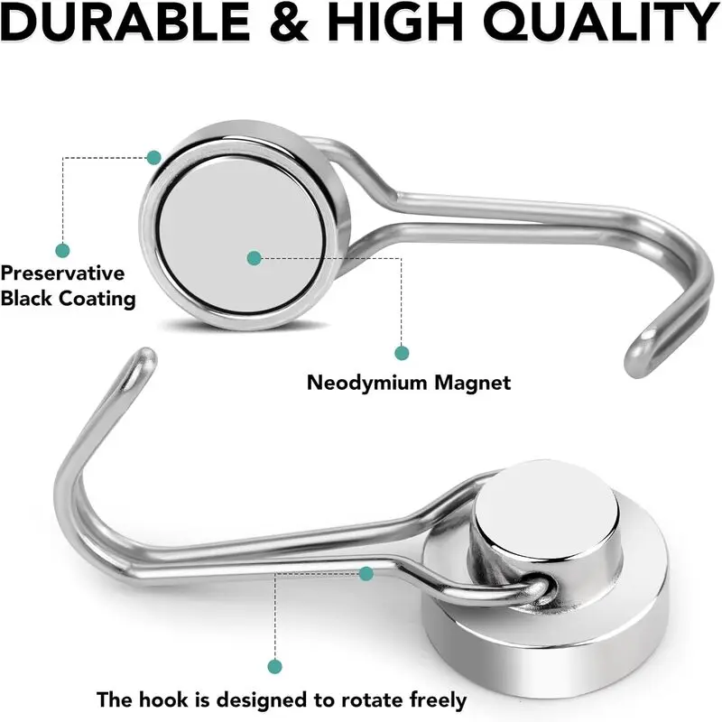 خطاف مغناطيسي متأرجح دوار قوي من SNG للتعليق، خطافات مغناطيسية نيوديميوم شديدة التحمل للرحلات البحرية والمطبخ والتخييم والباب والخزانة #2