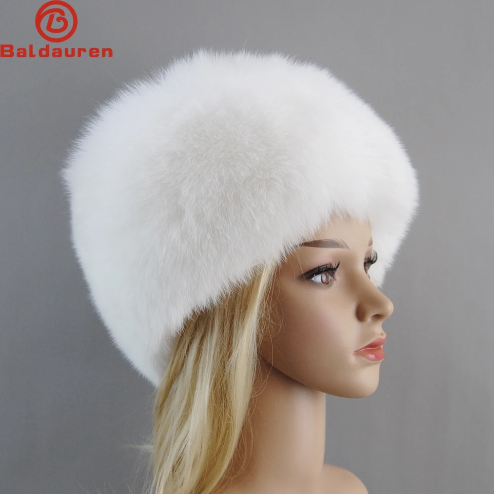 

Women Wholeskin Genuine Fox Fur Bomber Hats Lady Winter Thick Warm 100% Natural Fox Fur Cap Outdoor Luxury Fluffy Real Fur Hat