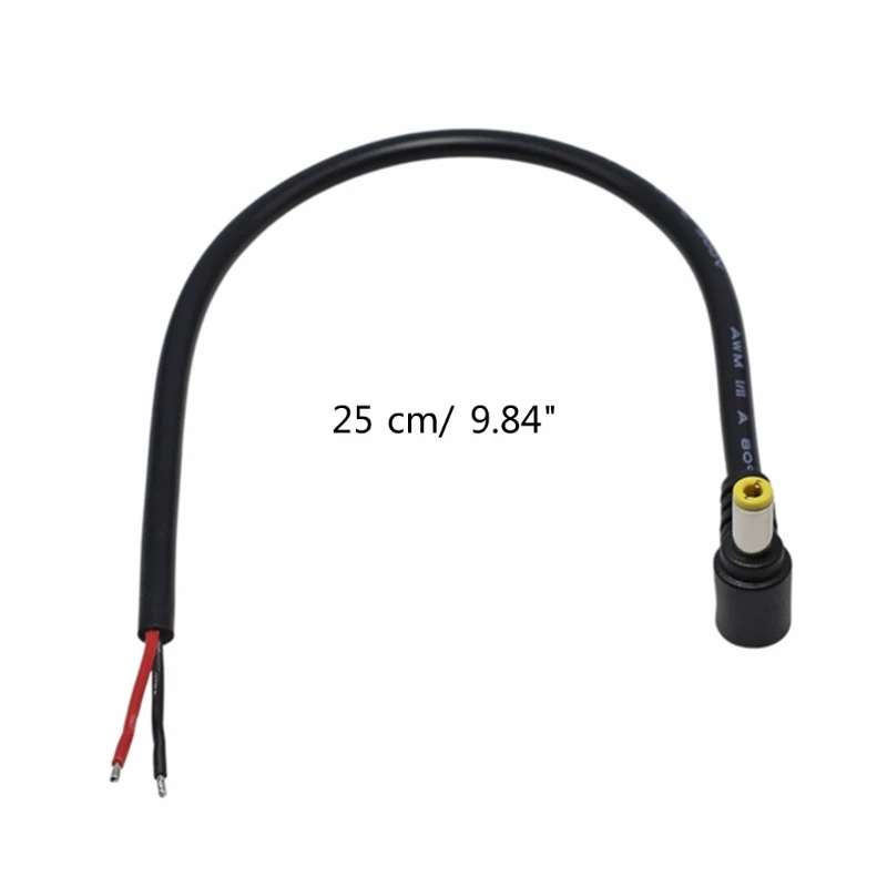 DC 5.5MM x 2.5MM Male Plug to Bare Wire Open End Power Wire Supply Repair Cable 18 AWG 5525 Connector DC5525 Pigtails