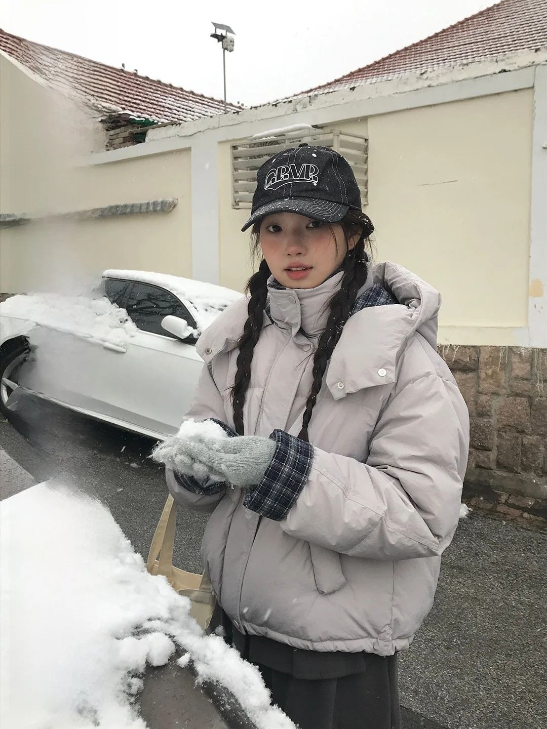 

Lixiaotuan Casual Plaid Sve Hooded down Jaet Women's Korean Loose Design Versatile Top Winter Warm Nylon Fabric Zipper C...