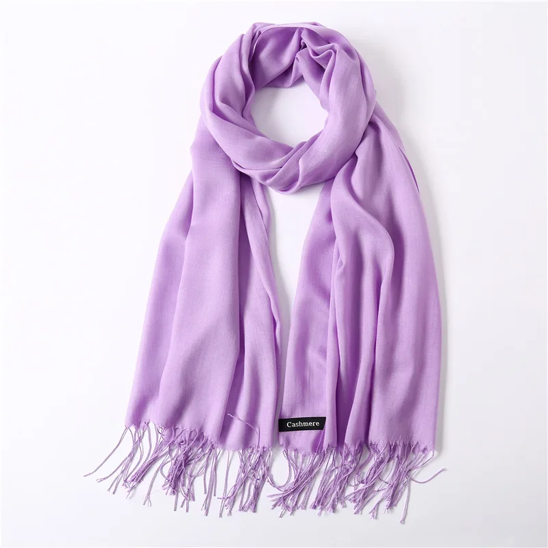 Fashion Solid Schal Frauen Kaschmir Weiche Winter Warme Schals Hijab Weibliche Lange Stirnband Schal Wraps Bandana Foulard 2022 Echarpe – Detail 25