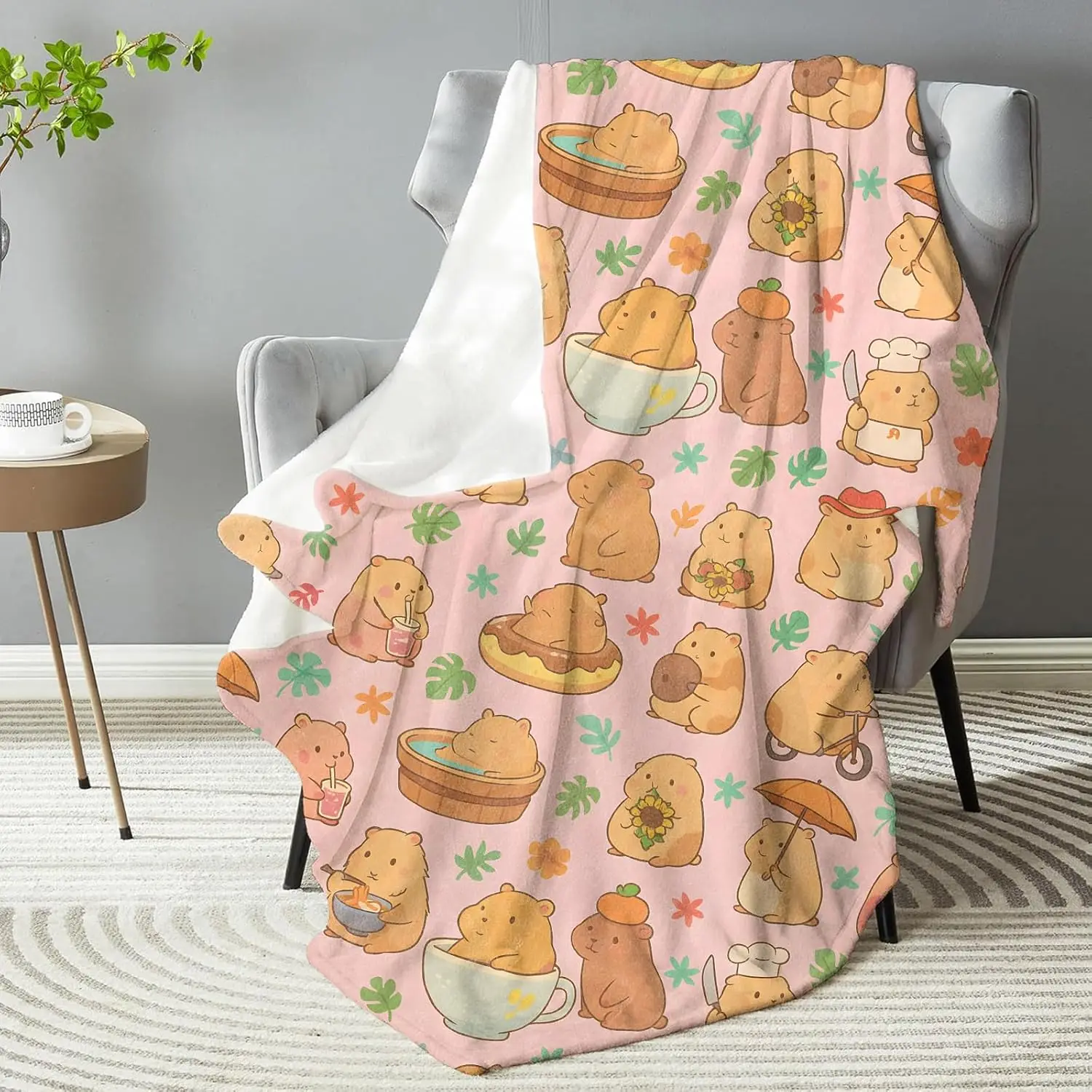 Cute Bear Pattern Throw Blanket Lap Blanket Cozy Throw Plush Home Decor Gift for Spring Autumn Picnic Decoration Sofa Bed Keepsa