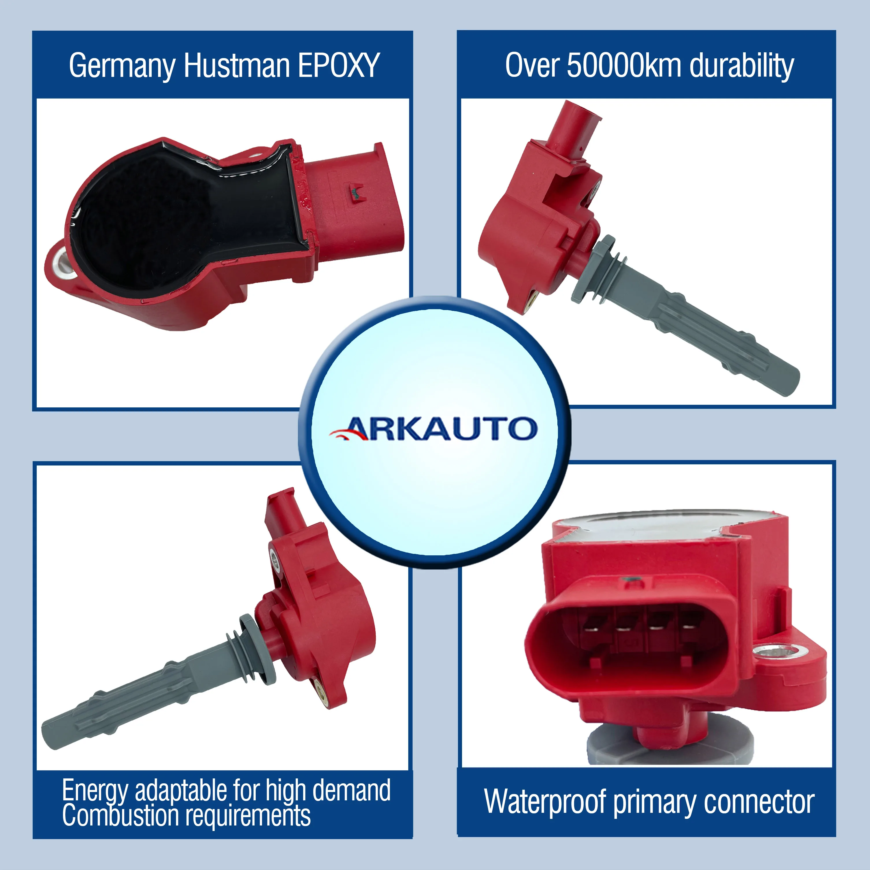 6PCS ARKAUTO HIGH ENERGY RED TOP IGNITION COILS UF535 A2729060060 FOR MERCEDES BENZ 2.5 3.0 3.5 M272 W204 W211 W212 W221